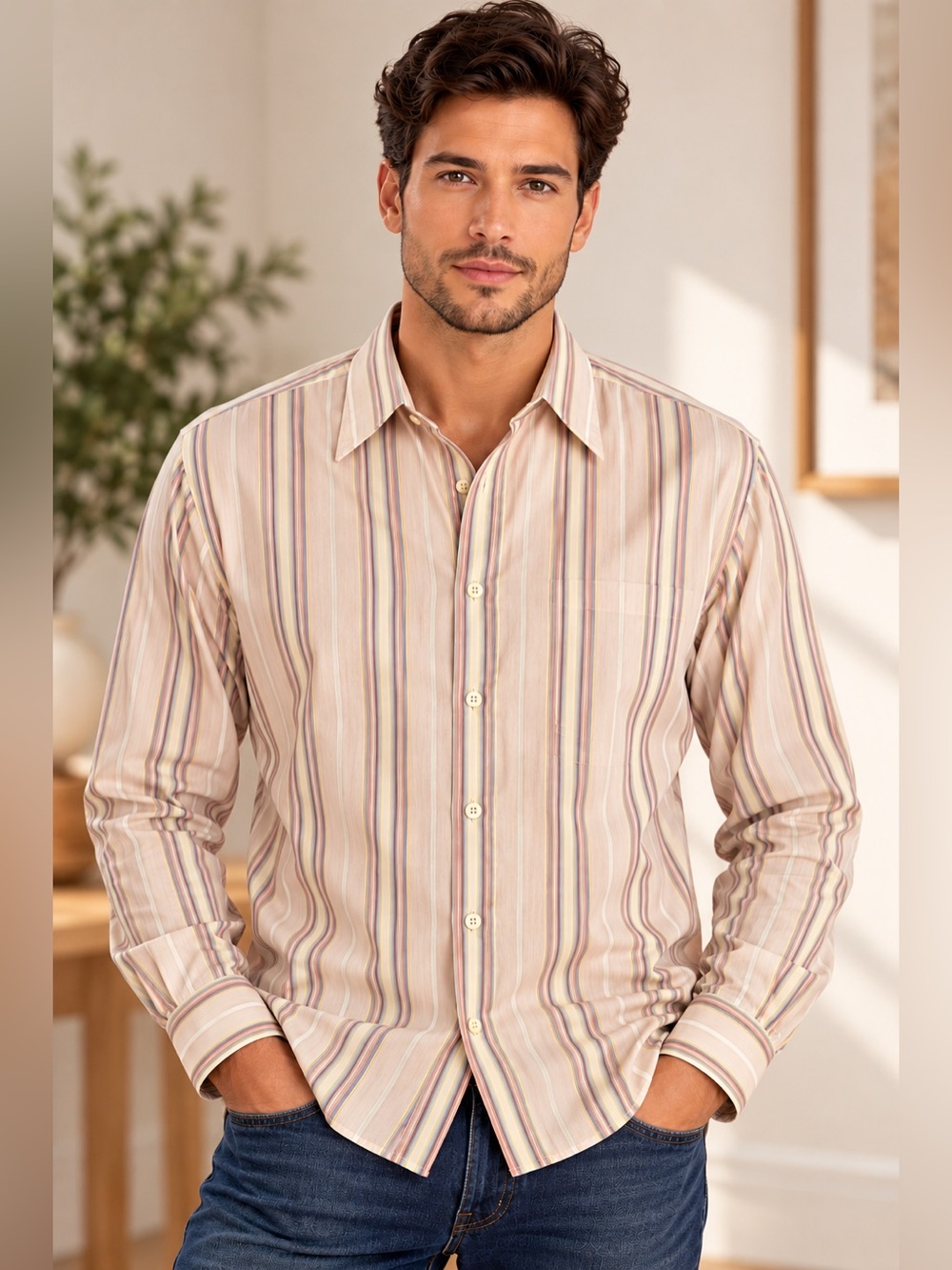Vintage 1970s Christian Dior Chemises Striped Shirt – 16½ / 34-35